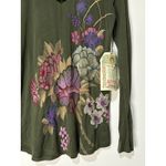 Aratta Green Floral Long Sleeve Top Size Sm/Med NWOT Embroidery Velvet Accents Photo 4