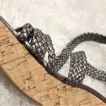Franco Sarto Cork Braided Wedge Heels Gunmetal Leather Silver 8.5 Photo 8