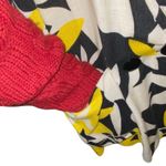 cream with yellow and black print linen blend , oversized statement blazer Size M Photo 4