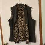 New Direction New Directions Olive Quilted Vest with Leopard Lining Photo 4