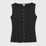 Abercrombie & Fitch  Fitted Slash Button-Through Tank Top Vest Size XL Ribbed Photo 7