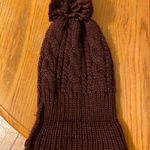 Maroon Knit Pom Pom Winter Hat Red Photo 2