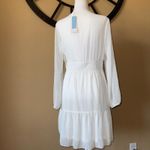 Cupshe  Chiffon Dress Ruffled Long Sleeve Boho Cocktail Button Up White Sz Small Photo 2