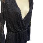 Cotton Candy LA Black Lace Romper Short Shorts Bell Sleeve Sexy v neck woman size S Photo 1