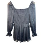 Abercrombie & Fitch  Black Sheer Glitter Smocked Long Puff Sleeve Romper Womens S Photo 1