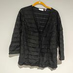 Chico's Black Linen Striped Jacket Sweater Photo 6