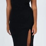 Princess Polly sz 4 black Aero Asymmetrical One Shoulder knit Midi Sheath dress Photo 0