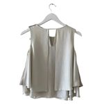 ZARA  Beige Tan Flutter Flowy Keyhole Closure Flowy Women’s Blouse SZ XS #1692 Photo 4