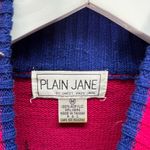 Vintage Plain Jane Sweater Dress Magenta Pink Blue Stripe Size M Crest Mock Size M Photo 2