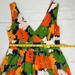 Liz Claiborne Floral Sleeveless Sundress Orange Green White Size 4 Modest Midi Photo 11