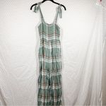 American Eagle  Green White Plaid Smocked‎ Wide Leg Jumpsuit Photo 1