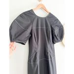 Madewell  | NWT | Puff-Sleeve Drop-Waist Midi Dress | True Black | Sz 2 Photo 2