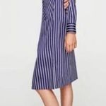 ZARA  Woman Blue Striped Button Front Midi Shirt Dress Sz S Photo 4