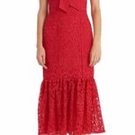 Monique Lhuillier Lace Fit & Flare Midi Dress Raspberry Red Size 2 Photo 15
