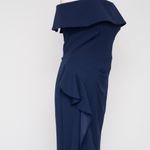 Betsy and Adam  Midi Off Shoulder Scuba Crepe Ruched Dress Photo 8