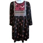 Urban Outfitters STARING AT STARS Black Floral Embroidered Yoke Dress EUC Small Photo 1