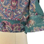 Vintage 90s Talbots Teal Paisley Midi Skirt Rayon Pleated Boho Cottagecore 10 Green Photo 6