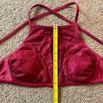 Xhilaration Bikini Swim Suit Halter Top, Tie in Back, Red Mesh Sheer Lace Photo 8