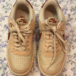 Nike  Air Force 1 Beige and Maroon Sneakers Photo 0