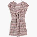 Madewell Tie Front Cutout Gingham Cotton Romper Size 8 Photo 1