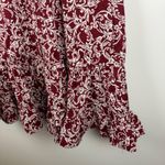 NWT‎ Hyacinth House Tuckernuck Maroon Vines Vera Shirt Dress Large Ruffle Hem Red Photo 4