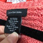 Calvin Klein Orange Knit Pullover Sweater V Neck Womens XL Chunky Knit Fall Photo 2