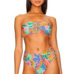 Stone Fox Swim NWT  Inez Bikini Top In Stained Glass Size XS Photo 0
