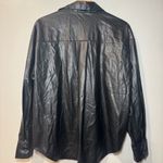 ZARA  Faux Vegan Leather Shirt Jacket Button Down Black Sz S Photo 2