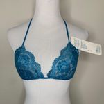 NWT Teal Blue Sheer Lace Stretch Bralette Sz Large Adjustable Photo 0