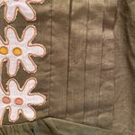 Anthropologie  Pintuck Embroidered Mini Dress Color Seaweed Cotton Modal Size XS Photo 3