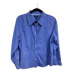 CHAPS  Blue White‎ Striped Button Down Coastal Preppy Shirt Long Sleeve Women's L Photo 5