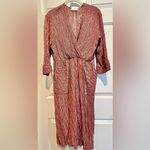 Ces Femme  faux wrap dress - mauve / pink and black striped - size large Photo 1