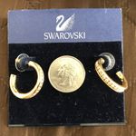 Swavorski Swarovski Jewelers Collection 14K Post Gold Tone Half Hoop Crystal Earrings NWT Photo 2
