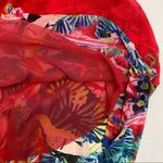 Anthropologie  Deletta Epona Tropical Bird Floral Mock Sleeveless Top Red Photo 8