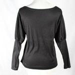 Black Ribbed Long Sleeve Top with Mutton Sleeves Boatneck Size XXL Photo 2