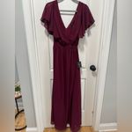 Lulus ‎ Convincing Grace NWT size Small Burgundy Flutter Sleeve Wrap Maxi Dress Photo 3