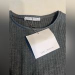 ZARA Grey Long Bell Sleeve Ribbed Crew Neck Top - Medium Photo 4