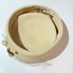 Jonquil Original Womens Cream Felt Bow Veil Tassel Pillbox Hat Gold Photo 3