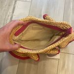 NWT BTB Straw Raffia Layered Ruffled Joey Clutch with Pink Trim and Zip Closure Photo 5