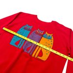 Vintage Laurel Burch Cat Sweatshirt Crewneck Sweater Women's APPROX Size Large Red Photo 3