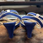 Ann Taylor blue and white strappy wedges size 7.5 Photo 2