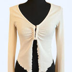 Vintage Y2K Divided white long sleeve ribbed top with bell sleeves Size Small Photo 0