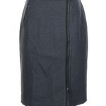 J. CrewAsymmetric Full Zip Wool Midi Pencil Classic Moto Gray Blue Size 10 Med Photo 0