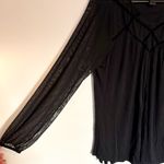 August Silk Black Sheer Long Sleeve Top - Medium Photo 4