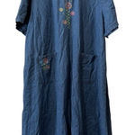 Blair  Chambray Denim Embroidered Floral Dress Women Size 2XL Country Western Photo 0