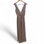 Lulus NWT  All That Shimmers is Gold Sleeveless V-Neck Maxi Dress Sz Small Photo 2