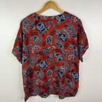 Wonderly  Floral Blouse Size PXL Red Gauzy Cotton Lightweight Flowy Boho Artsy Photo 2