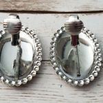 Vintage Clip On Earrings Dusky Light Pink Oval with Silver Tone Halo Photo 3