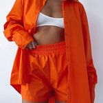 White Fox Boutique Orange Button Down Shirt  Photo 0