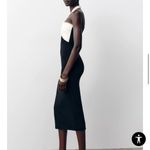 ZARA NWT  Stretch Bow Midi Dress /  Black and White Halter Dress Size Small Photo 4